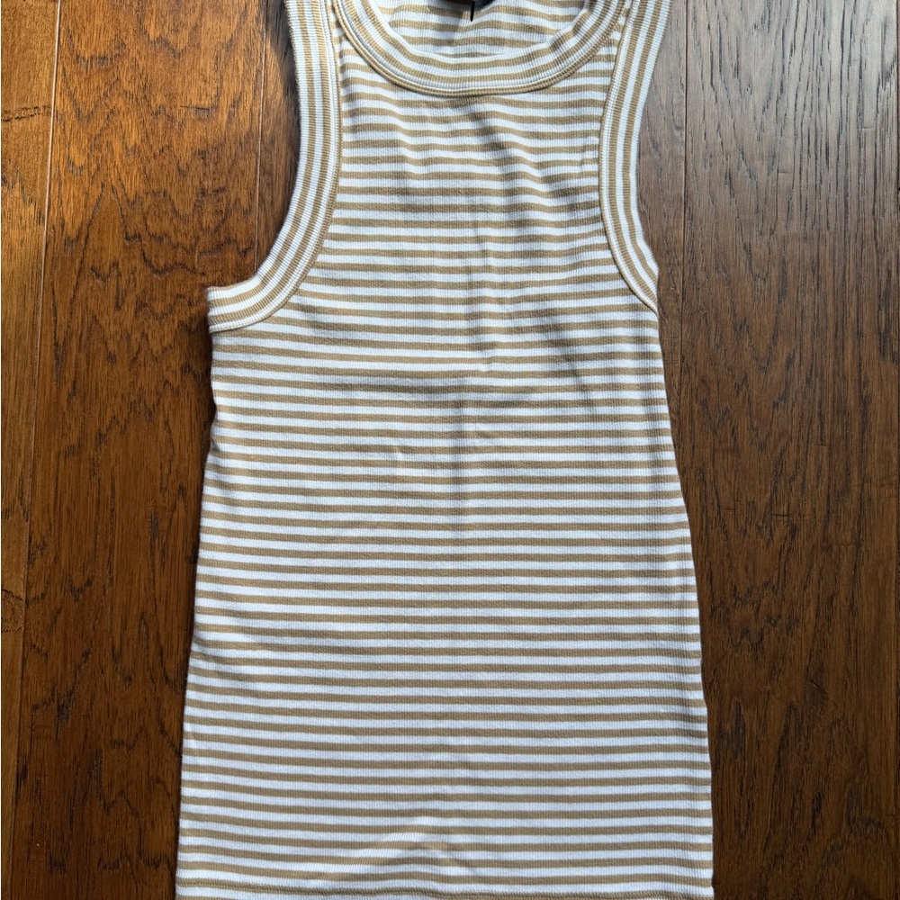 Banana Republic Striped Ribbed Tank in Cream and Tan